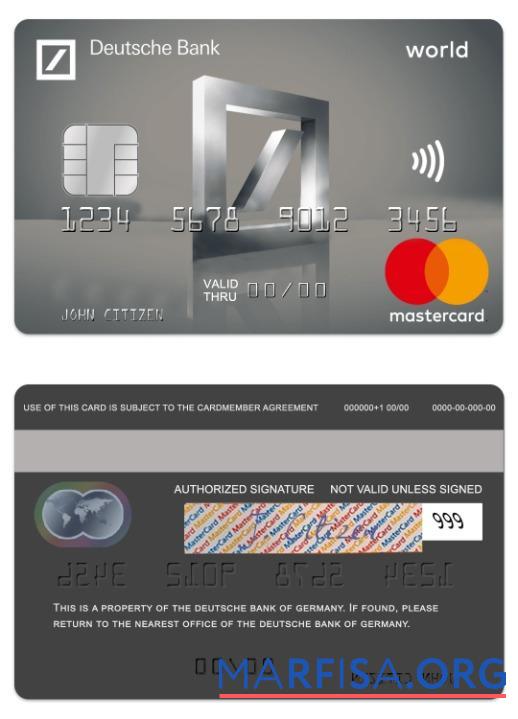 Blank Germany Deutsche Bank platinum mastercard sample